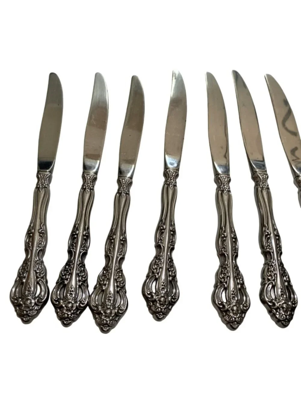 Set Of 10 Oneida Michelangelo Cube Stainless Dinner Knives Floral Design 9